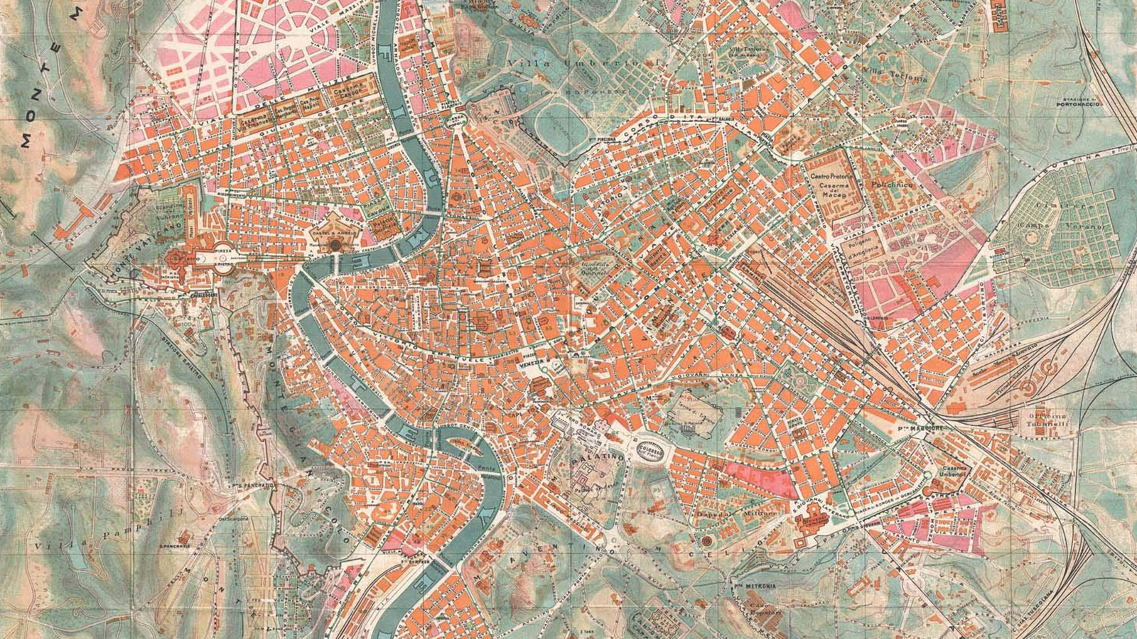 Color reproduction of a map of Rome